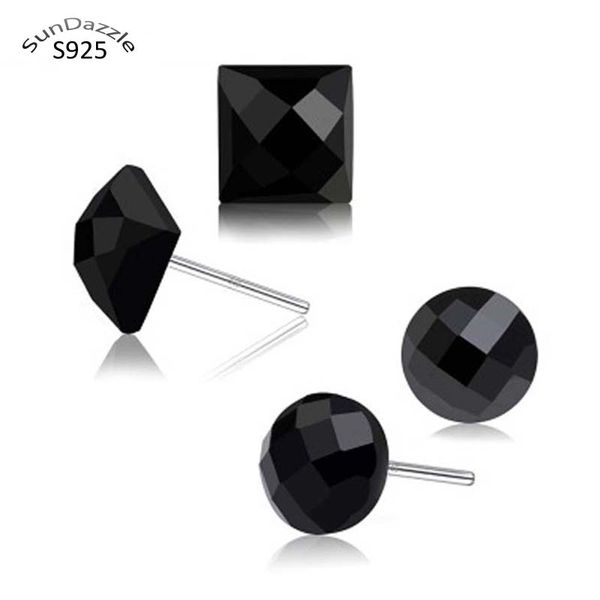 genuine real pure solid 925 sterling silver stud earrings for men women jewelry black square round stone male female earrings, Golden;silver
genuine real pure solid 925 sterling silver stud earrings for men women jewelry black square round stone male female earrings, Golden;silver