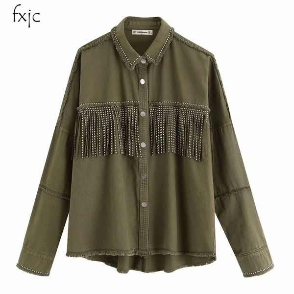 women's long sleeve lapel slim fringe decorative jacket 2019 autumn new fashion drilling raw edge casual street coat female cx200725, Black;brown
women's long sleeve lapel slim fringe decorative jacket 2019 autumn new fashion drilling raw edge casual street coat female cx200725, Black;brown