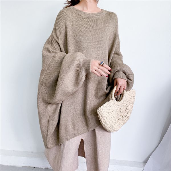 lanmrem 2020 spring new fashion solid color round neck pullover bat sleeve large size long knit sweater women pb615, White;black
lanmrem 2020 spring new fashion solid color round neck pullover bat sleeve large size long knit sweater women pb615, White;black