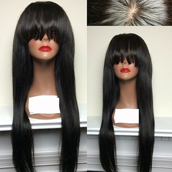 360 transparent lace frontal wig with bangs 13x4 13x6 straight human hair wigs with bangs brazilian lace front wigs with bangs, Black;brown
360 transparent lace frontal wig with bangs 13x4 13x6 straight human hair wigs with bangs brazilian lace front wigs with bangs, Black;brown