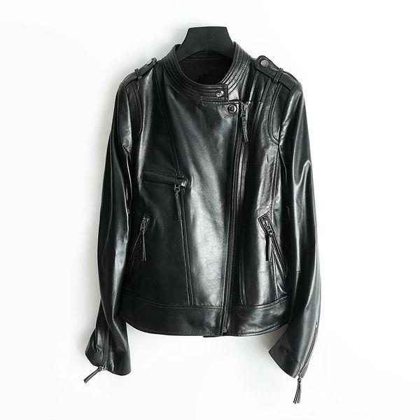 woman coats natural 100% jackets female motorcycle jacket sheepskin leather overcoat full sleeve, Black 
woman coats natural 100% jackets female motorcycle jacket sheepskin leather overcoat full sleeve, Black