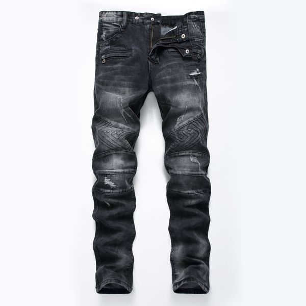 fashion men's black jeans pants motorcycle biker men washing to do the old fold men trousers casual runway denim, Blue
fashion men's black jeans pants motorcycle biker men washing to do the old fold men trousers casual runway denim, Blue