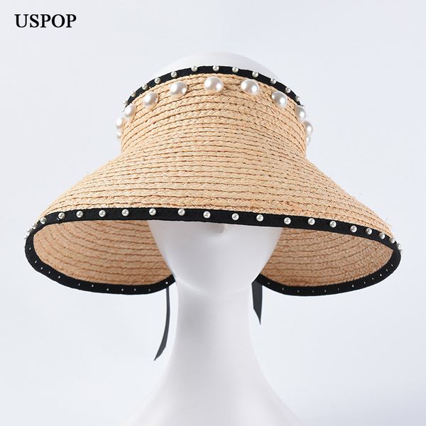 uspop 2020 summer hats for women wide brim raffia straw hats fashion handmade pearl sun adjustable bow beach hat no top, Blue;gray
uspop 2020 summer hats for women wide brim raffia straw hats fashion handmade pearl sun adjustable bow beach hat no top, Blue;gray