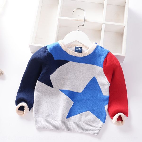 q5req boys' 2020 autumn new baby sweater and children korean style children's five-pointed star single-layer western style sweater, Blue
q5req boys' 2020 autumn new baby sweater and children korean style children's five-pointed star single-layer western style sweater, Blue