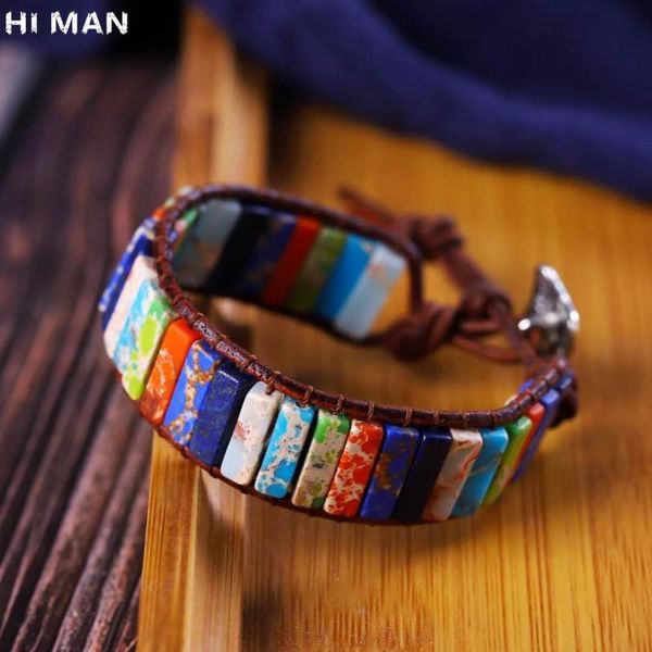 trendy handmade leather multicolor natural stone tube beads 7 chakra bracelet women yoga jewelry wrap bracelets creative gift, Red;blue
trendy handmade leather multicolor natural stone tube beads 7 chakra bracelet women yoga jewelry wrap bracelets creative gift, Red;blue