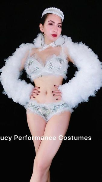 shiny white bikini suit women's birthday party dress ds dress female singer stage sexy, Black;red
shiny white bikini suit women's birthday party dress ds dress female singer stage sexy, Black;red