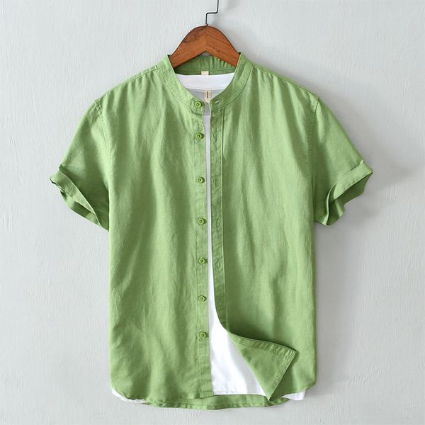 2020 new men's cotton linen casual stand collar & short sleeve shirt youth stand collar solid color comfortable shirt, White;black
2020 new men's cotton linen casual stand collar & short sleeve shirt youth stand collar solid color comfortable shirt, White;black