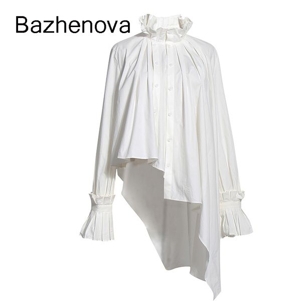 women's blouses & shirts bazhenova asymmetric shirt women design 2021 autumn long-sleeved court wind pleated girl solid color blouse r5, White
women's blouses & shirts bazhenova asymmetric shirt women design 2021 autumn long-sleeved court wind pleated girl solid color blouse r5, White