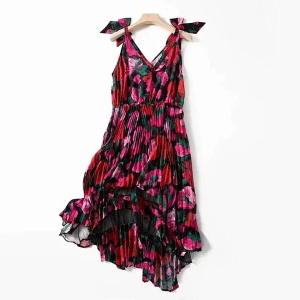 a line v neck flowers printted women midi dress 2020 spring sling floral holiday v-neck strap irregular female pleated sleeveless long dress, Black;gray
a line v neck flowers printted women midi dress 2020 spring sling floral holiday v-neck strap irregular female pleated sleeveless long dress, Black;gray