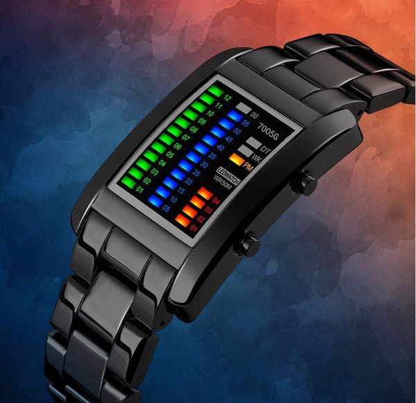 led electronic bracelet multifunctional bracelet electronic watch binary men's dual-display metal men's waterproof sports watch, Blue
led electronic bracelet multifunctional bracelet electronic watch binary men's dual-display metal men's waterproof sports watch, Blue