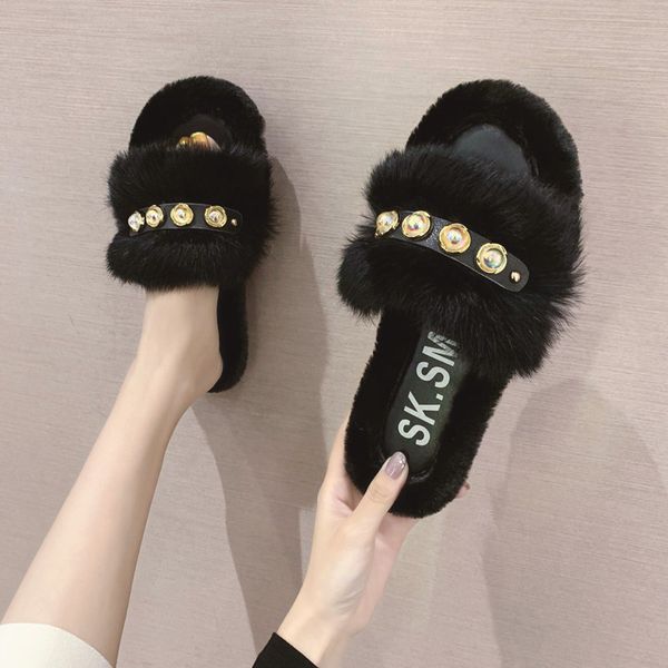 beach shoes woman's slippers luxury slides fur flip flops string bead flock shose women sabot 2020 flat soft designer plush, Black
beach shoes woman's slippers luxury slides fur flip flops string bead flock shose women sabot 2020 flat soft designer plush, Black