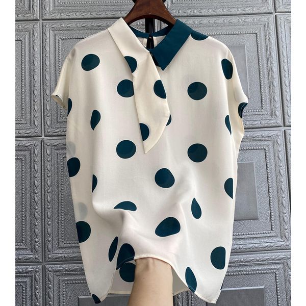 7,15 горошек шелковой рубашки сыпучего bat рукав top dot печать блузка женщина с коротким рукавом 2020 летних новыми, White 
7,15 горошек шелковой рубашки сыпучего bat рукав top dot печать блузка женщина с коротким рукавом 2020 летних новыми, White