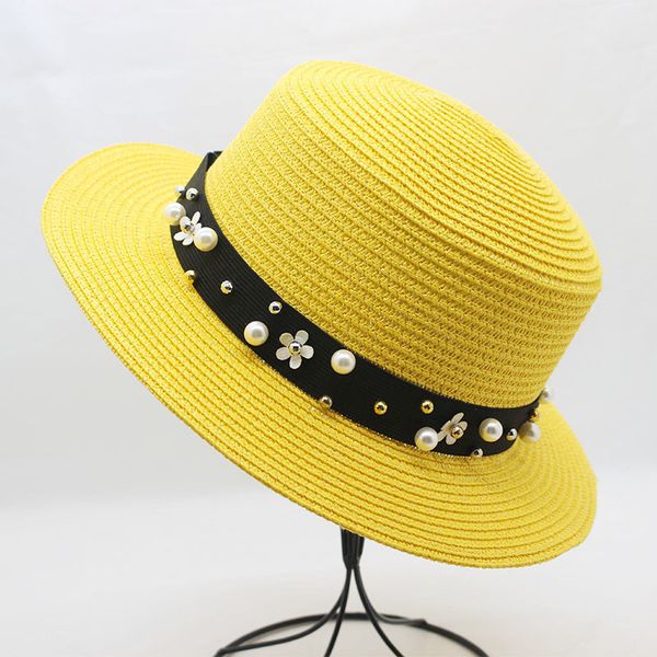 women beach caps visor panama hats for lady elegant pearl sun wide brim summer fedora straw hat chapeu, Blue;gray
women beach caps visor panama hats for lady elegant pearl sun wide brim summer fedora straw hat chapeu, Blue;gray