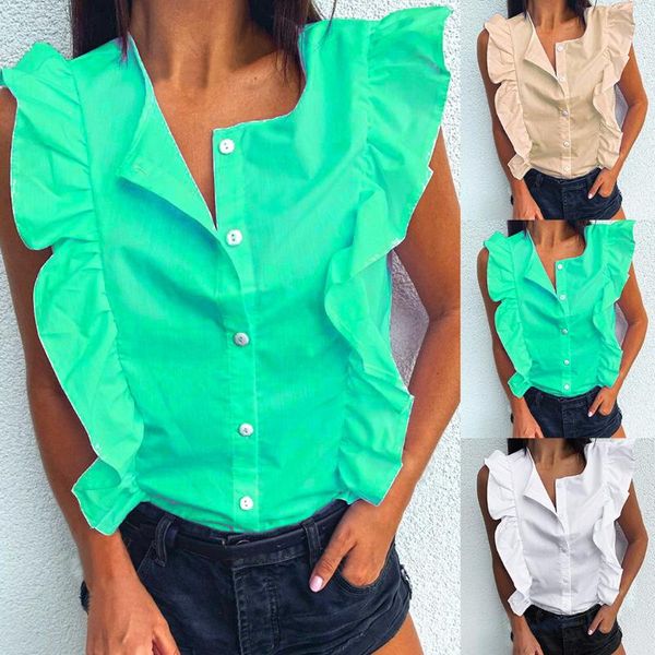 women's boho floral sleeveless button front ruffle sleeveless round neck blouse top, Black;blue
women's boho floral sleeveless button front ruffle sleeveless round neck blouse top, Black;blue