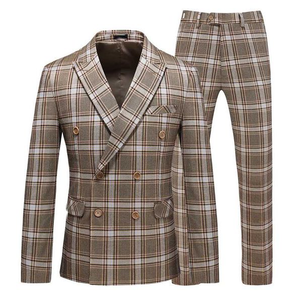 brand quality suit men 2020 new slim fit double breasted plaid suits for men light brown color tuxedo jacket mens 3 piece suits, White;black
brand quality suit men 2020 new slim fit double breasted plaid suits for men light brown color tuxedo jacket mens 3 piece suits, White;black