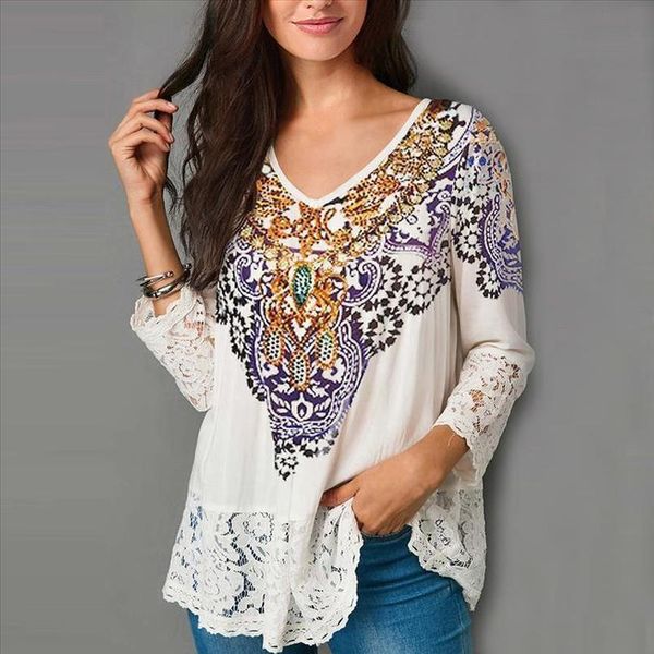 women loose blouse three quarter v neck lace blouse casual blusas de moda 2020 womens and blouses camisas new, White
women loose blouse three quarter v neck lace blouse casual blusas de moda 2020 womens and blouses camisas new, White