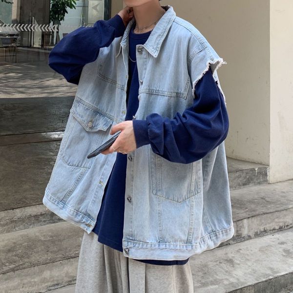 men's vests autumn denim vest fashion retro casual blue men streetwear wild loose sleeveless jacket m-xl, Black;white
men's vests autumn denim vest fashion retro casual blue men streetwear wild loose sleeveless jacket m-xl, Black;white