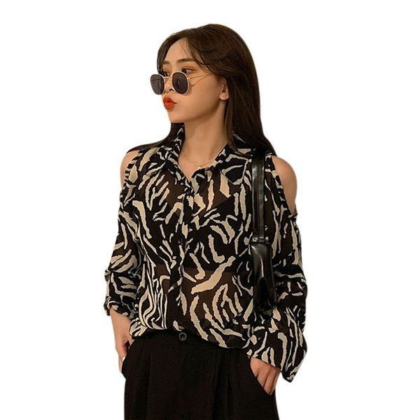 women's blouses & shirts women leopard print off shoulder blouse summer loose long sleeve bottun female casual plus size, White
women's blouses & shirts women leopard print off shoulder blouse summer loose long sleeve bottun female casual plus size, White