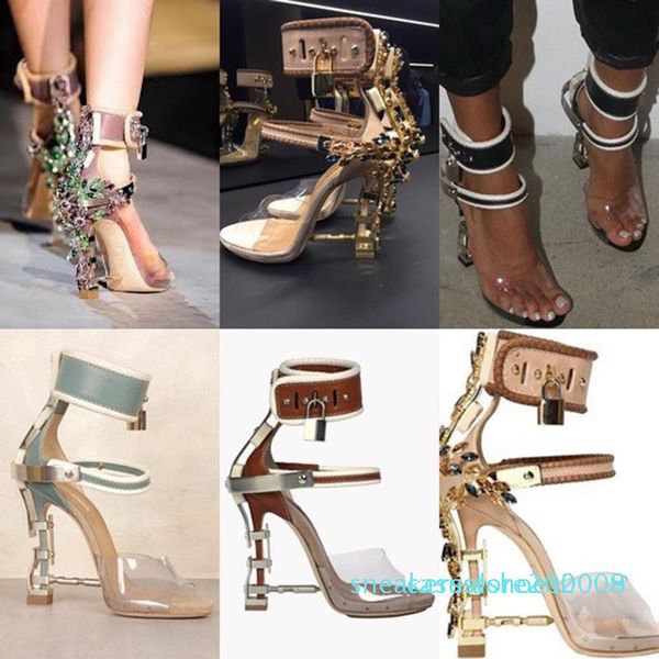 sandalia feminina luxury metal high heel crystal designer woman pvc gladiator sandals padlock bejeweled ankle strap rhinestone sandal. l29, Black
sandalia feminina luxury metal high heel crystal designer woman pvc gladiator sandals padlock bejeweled ankle strap rhinestone sandal. l29, Black