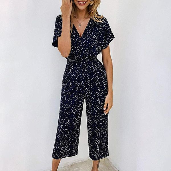 cysincos women jumpsuit summer bodysuits pockets v neck office wear short sleeve dot printing rompers v neck jumpsuit playsuit, Black;white
cysincos women jumpsuit summer bodysuits pockets v neck office wear short sleeve dot printing rompers v neck jumpsuit playsuit, Black;white