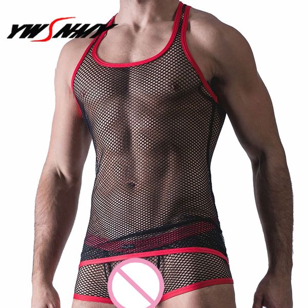 men' tank +boxer 2pcs men singlet underwear sets transparent mesh exotic gay tight-fitting tees male undershirt, White;black
men' tank +boxer 2pcs men singlet underwear sets transparent mesh exotic gay tight-fitting tees male undershirt, White;black