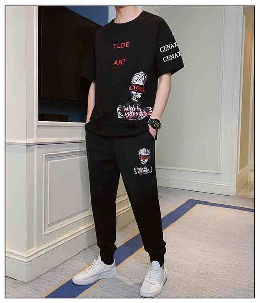 

Designer Mens Tracksuits 2020 Summer Fashion New Mens Two-piece T-shirt Suits Casual Men Letter Print Suit 5 Colors Plus Size M-3XL