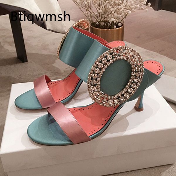 2020 satin sandals women peep toe mixed color rhinestone buckle high heel shoes woman party shoes mules slippers, Black
2020 satin sandals women peep toe mixed color rhinestone buckle high heel shoes woman party shoes mules slippers, Black