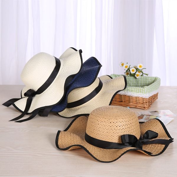 female beach summer sunscreen travel big edge beach straw straw hat parent-child sun hat leisure korean version, Blue;gray
female beach summer sunscreen travel big edge beach straw straw hat parent-child sun hat leisure korean version, Blue;gray