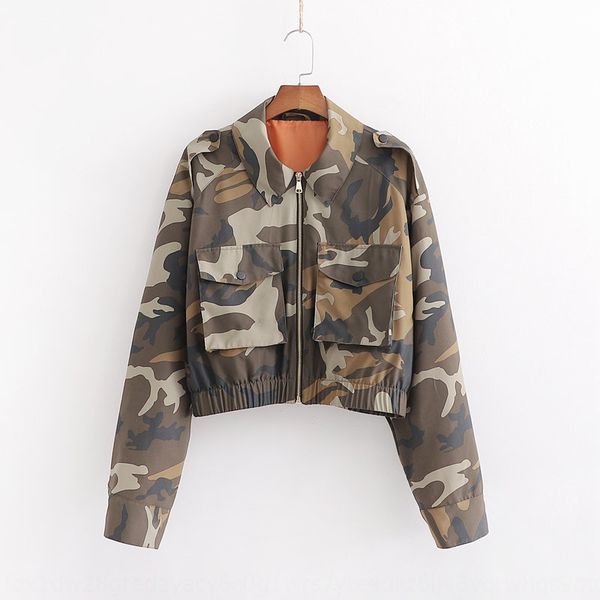 women's 2019 spring and autumn new lapel double pocket camouflage short jacket jacket for women h2590, Black;brown
women's 2019 spring and autumn new lapel double pocket camouflage short jacket jacket for women h2590, Black;brown