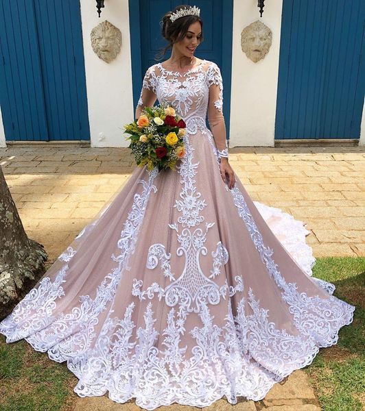 2020 ball gown wedding dresses long sleeve muslim wedding gown lace applique country princess bridal gown vestidos de noiva, White
2020 ball gown wedding dresses long sleeve muslim wedding gown lace applique country princess bridal gown vestidos de noiva, White