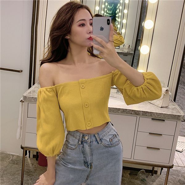 women's sweaters arrival fashion women long sleeve puff off shoulder knitwear, White;black
women's sweaters arrival fashion women long sleeve puff off shoulder knitwear, White;black