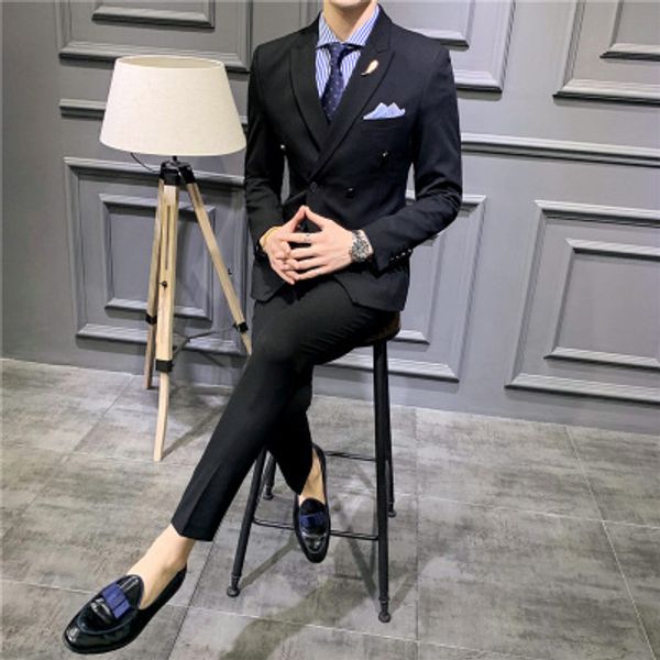 2020 double breasted black men suits 3 pieces classic groom wedding suit formal male business grey dress tuxedo blazer vest pant, White;black
2020 double breasted black men suits 3 pieces classic groom wedding suit formal male business grey dress tuxedo blazer vest pant, White;black