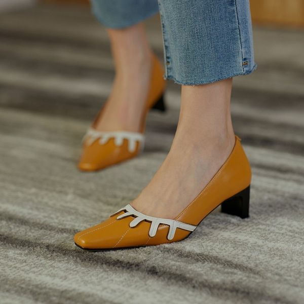 2020 new arrival genuine leather square heels women pumps concise office lady elegant shallow slip on solid sweet work shoes, Black
2020 new arrival genuine leather square heels women pumps concise office lady elegant shallow slip on solid sweet work shoes, Black