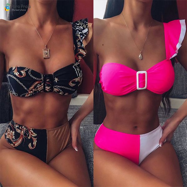 new bandeau high waist swimsuit women push up bikini set one shoulder thong striped bikini women beachwear bathing suit, White;black
new bandeau high waist swimsuit women push up bikini set one shoulder thong striped bikini women beachwear bathing suit, White;black