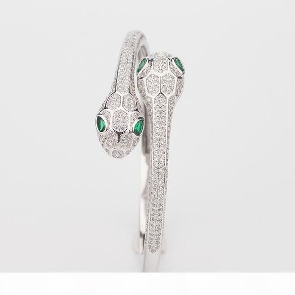 women snake two head open bracelets jewelry handmade natural emerald sterling silver woman elasticity animal bangle wedding jewelry, Black
women snake two head open bracelets jewelry handmade natural emerald sterling silver woman elasticity animal bangle wedding jewelry, Black