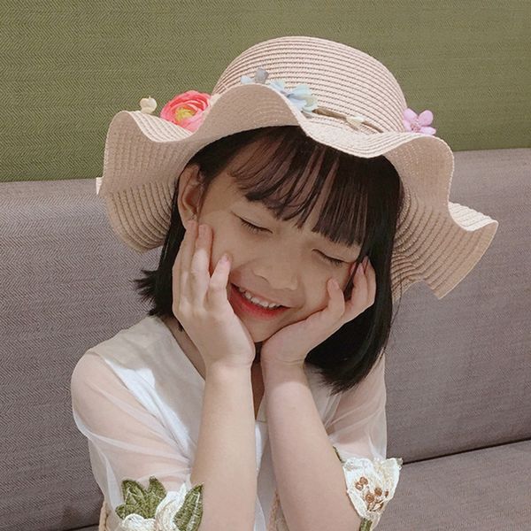 children's big eaves wavy flowers girls sun 2-6 straw straw hat years old travel all-match beach hat children, Blue;gray
children's big eaves wavy flowers girls sun 2-6 straw straw hat years old travel all-match beach hat children, Blue;gray