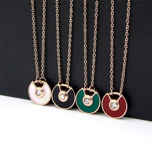european and american classic semi-open black mother of pearl white diamond round 18k rose gold plated amulet necklace clavicle, Silver
european and american classic semi-open black mother of pearl white diamond round 18k rose gold plated amulet necklace clavicle, Silver