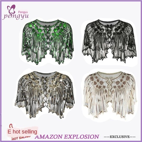 women's 1920s dinner beads sequins evening evening dress dress cape shawl jacket windproof shawl, Blue;gray
women's 1920s dinner beads sequins evening evening dress dress cape shawl jacket windproof shawl, Blue;gray