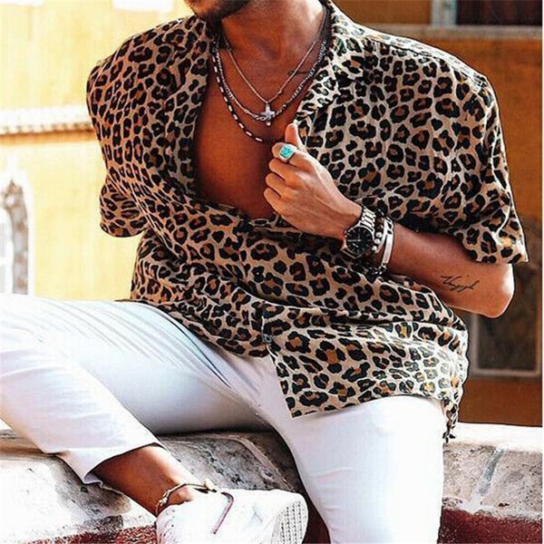 2020 plus size 3xl men vintage leopard print summer shirts male casual short sleeve buttons loose fashion blouse, White;black
2020 plus size 3xl men vintage leopard print summer shirts male casual short sleeve buttons loose fashion blouse, White;black