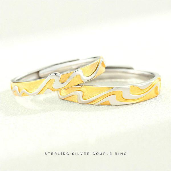 925 sterling silver drop enamel glaze couple rings for women simple fashion fine jewelry student lovers's open ring men 925-371, Golden;silver
925 sterling silver drop enamel glaze couple rings for women simple fashion fine jewelry student lovers's open ring men 925-371, Golden;silver