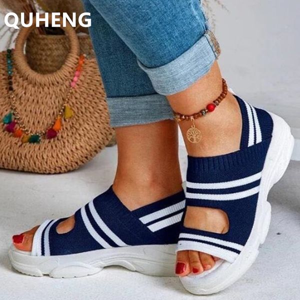 stretch fabric women's sandals summer ladies platform mixed colors striped casual sandalias comfort walking flat female shoes, Black
stretch fabric women's sandals summer ladies platform mixed colors striped casual sandalias comfort walking flat female shoes, Black