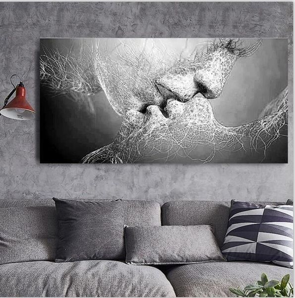 black & white love kiss canvas oil painting abstract wall art poster prints bedroom living room home decoration modern wall pictures 
black & white love kiss canvas oil painting abstract wall art poster prints bedroom living room home decoration modern wall pictures