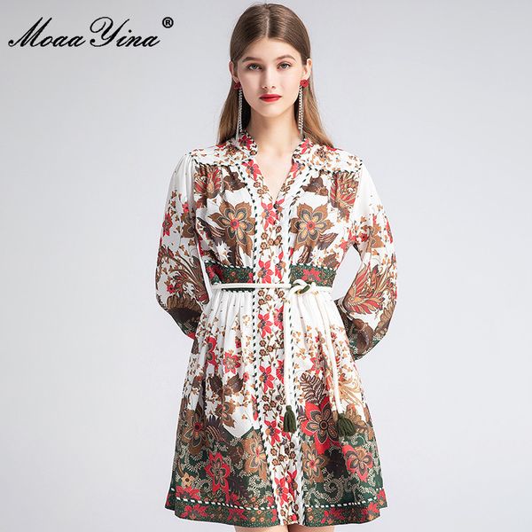 casual dresses moaayina fashion designer dress summer autumn women's lace up lantern sleeve floral print vacation, Black;gray
casual dresses moaayina fashion designer dress summer autumn women's lace up lantern sleeve floral print vacation, Black;gray