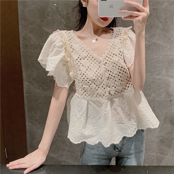 x0qqz sweet crocheted v-neck hollow-out lace for women 2020 spring and summer new niche girls loose thin shirt lace shirt short sleeve t, White;black
x0qqz sweet crocheted v-neck hollow-out lace for women 2020 spring and summer new niche girls loose thin shirt lace shirt short sleeve t, White;black