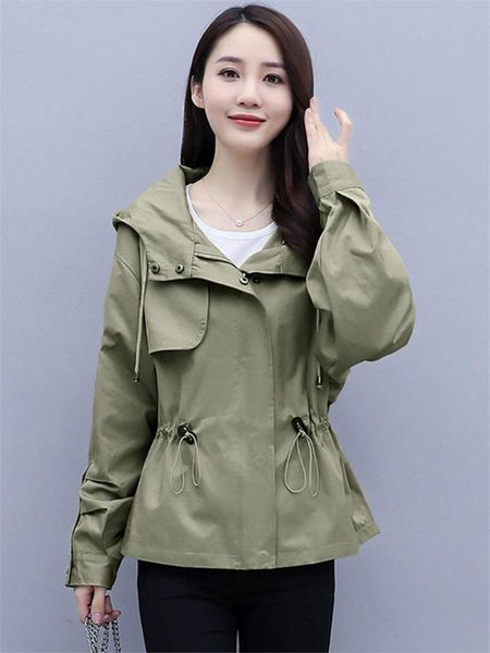 women's trench coats khaki hooded windbreaker short autumn 2021 korean style waist-tucked temperament large size jacket ladies coat k10, Tan;black
women's trench coats khaki hooded windbreaker short autumn 2021 korean style waist-tucked temperament large size jacket ladies coat k10, Tan;black