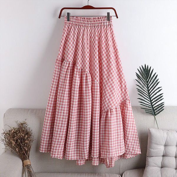 new design women skirts summer casual irregular stitching plaid skirts women elastic waist a-line long skirt, Black
new design women skirts summer casual irregular stitching plaid skirts women elastic waist a-line long skirt, Black