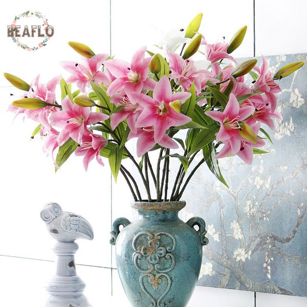 1pc silicone artificial flower 3 heads lily bud with long rod bouquet for wedding home party l decorative
1pc silicone artificial flower 3 heads lily bud with long rod bouquet for wedding home party l decorative