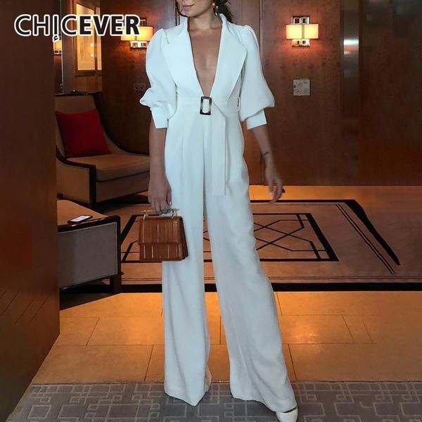 women's jumpsuits & rompers chicever summer elegant solid women lapel half lantern sleeve high waist sashes full length flare female ju, Black;white
women's jumpsuits & rompers chicever summer elegant solid women lapel half lantern sleeve high waist sashes full length flare female ju, Black;white
