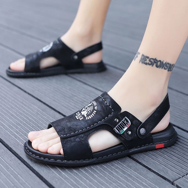 sandals fashion brand men's 2021 summer leather casual beach shoes platform non-slip slippers, Black
sandals fashion brand men's 2021 summer leather casual beach shoes platform non-slip slippers, Black