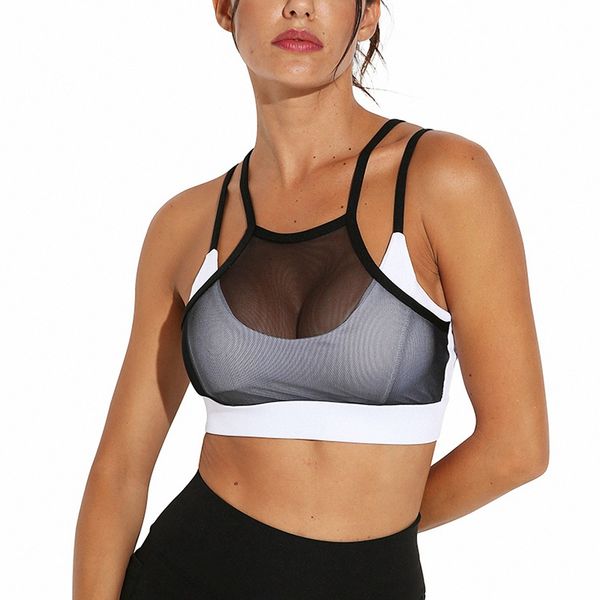 women's mesh sports bra without steel ring and padded yoga bra top, White;black
women's mesh sports bra without steel ring and padded yoga bra top, White;black